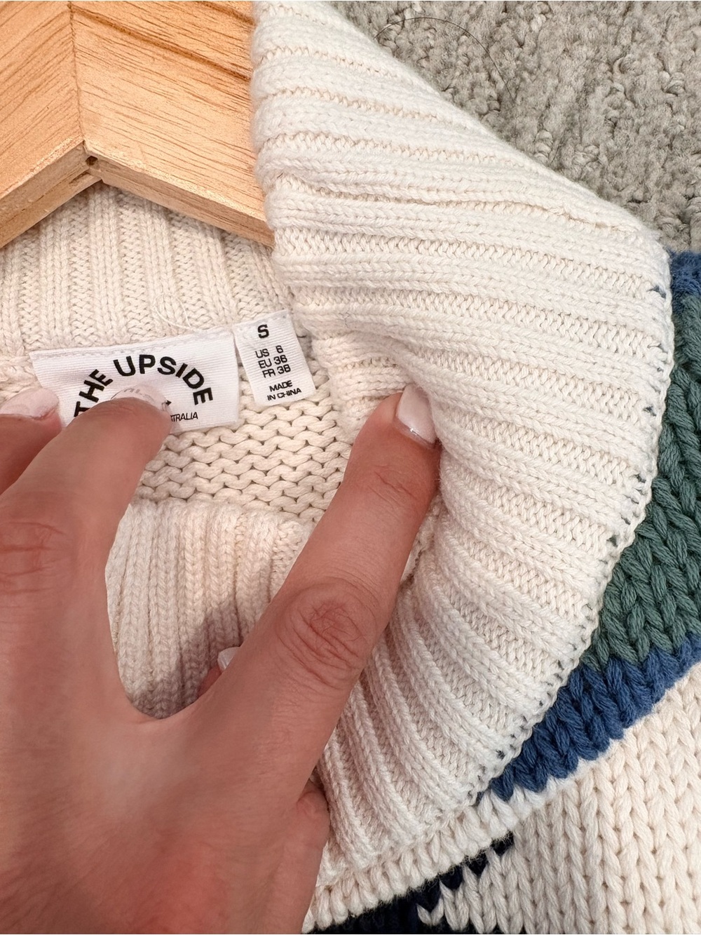 The Upside 100% Organic Cotton Southwestern Mock Neck Knit Sweater | Size Small - Picture 4 of 10